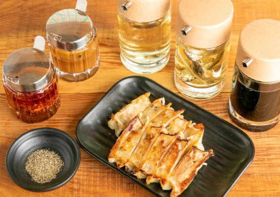Gyoza and drinks at a Japanese izakaya